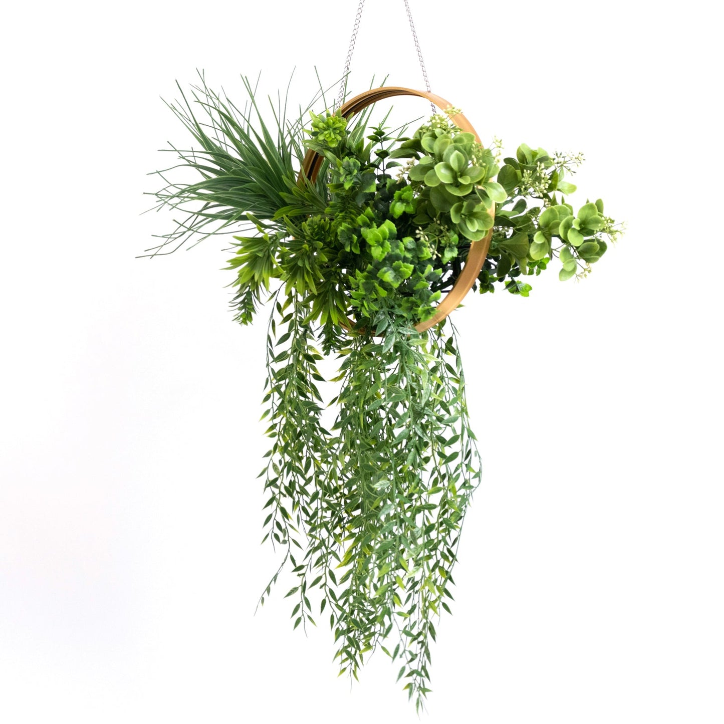 Faux Hanging Greenery with Gold Hoop Ceiling Decoration â€“ Perfect for Tablescapes 38" Long