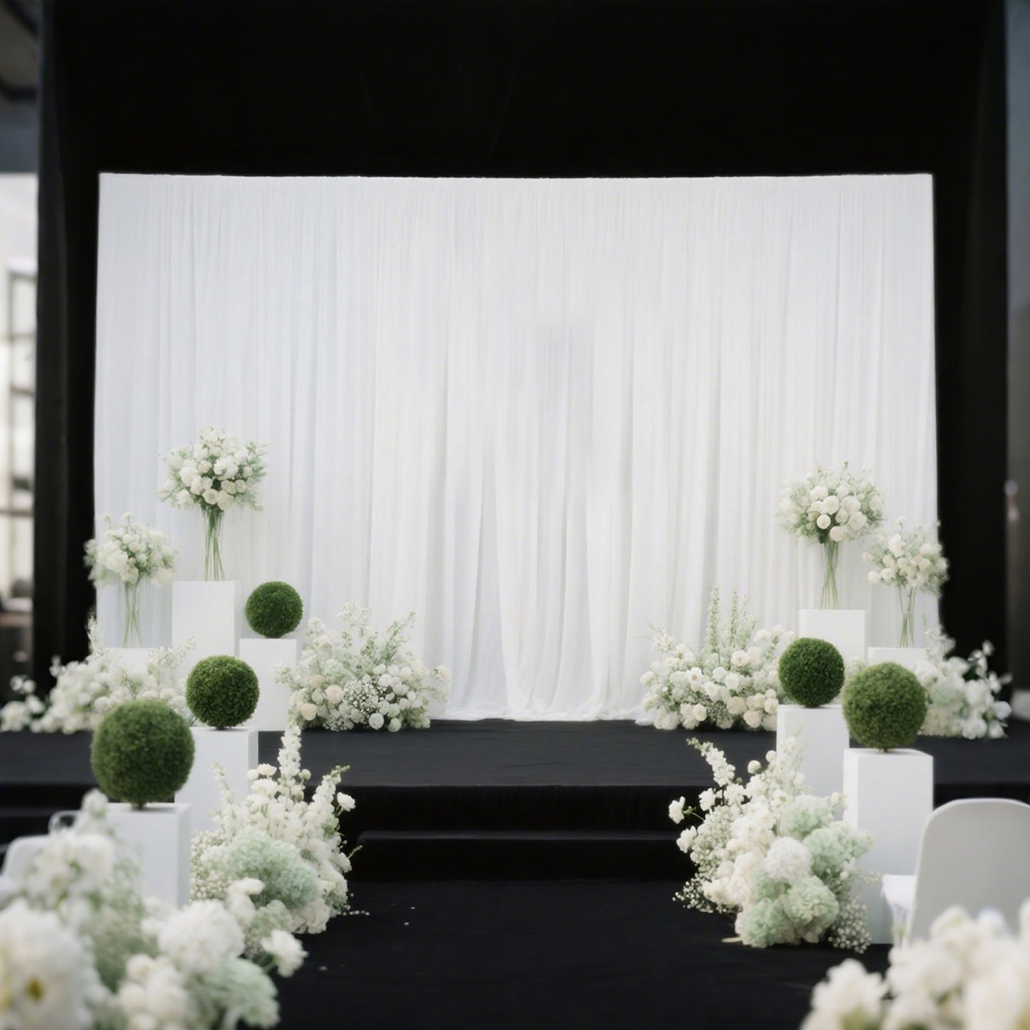 Black Heavy Duty Metal Backdrop Stand â€“ 10ft x 20ft Pipe & Drape Adjustable Photography Background Stand with 3 Flat Steel Bases