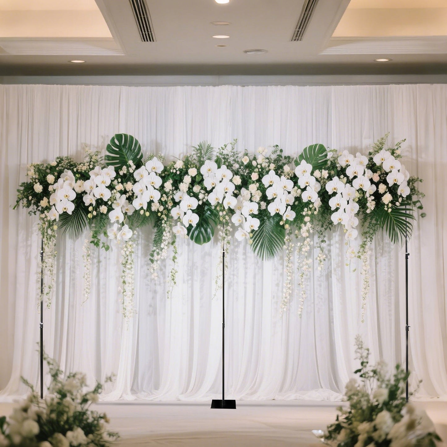 Black Heavy Duty Metal Backdrop Stand â€“ 10ft x 20ft Pipe & Drape Adjustable Photography Background Stand with 3 Flat Steel Bases