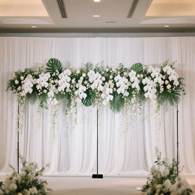 Black Heavy Duty Metal Backdrop Stand â€“ 10ft x 20ft Pipe & Drape Adjustable Photography Background Stand with 3 Flat Steel Bases