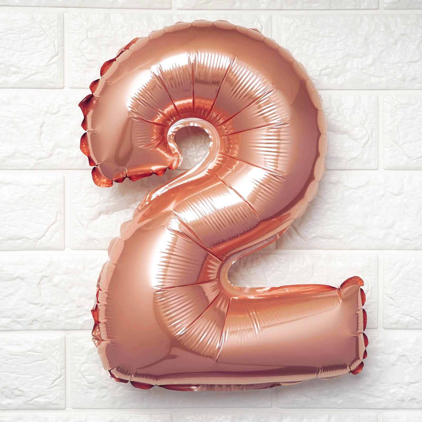 16inch Metallic Rose Gold Mylar Foil 0-9 Number Balloons