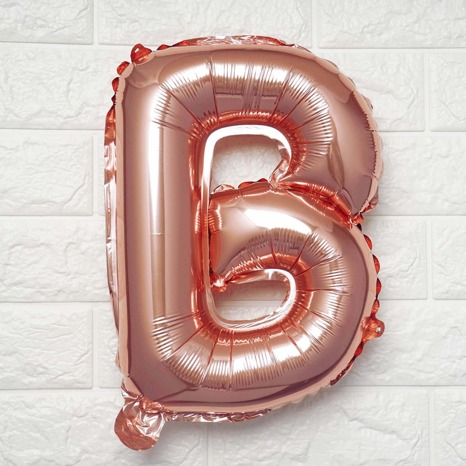 13inch Rose Gold Letter & 0-9 Number Balloons, Metallic Mylar Foil Alphabet Balloons