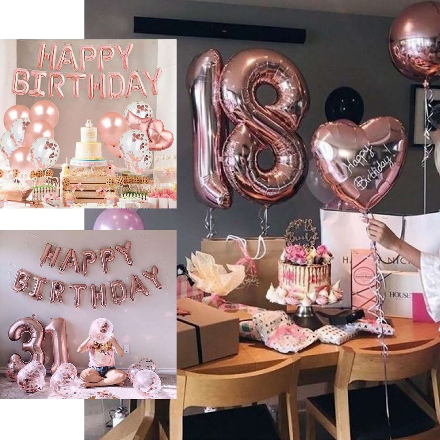 13" Rose Gold Letter Balloons, Metallic Mylar Foil Alphabet Balloons