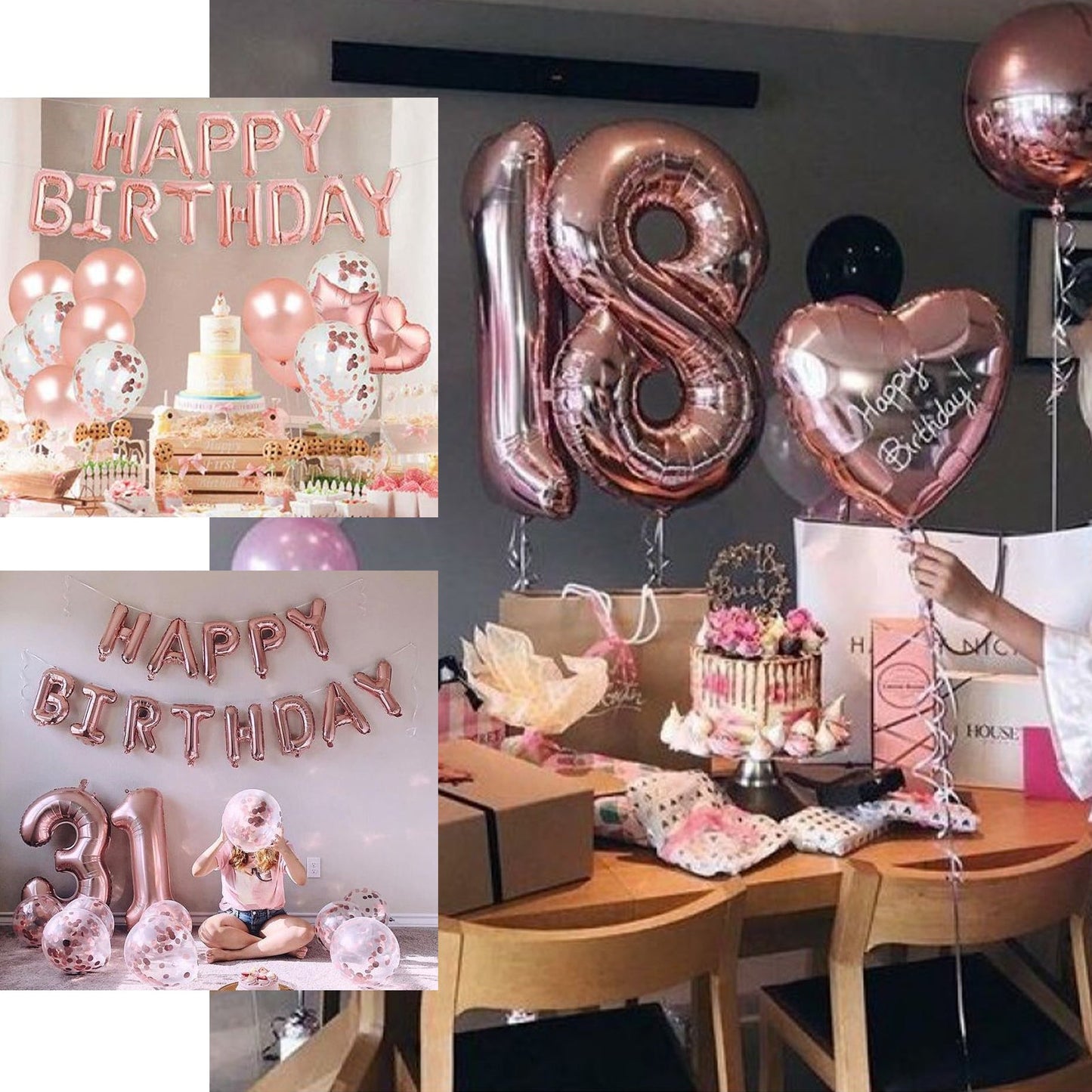 13" Metallic Rose Gold Mylar Foil 0-9 Number Balloons