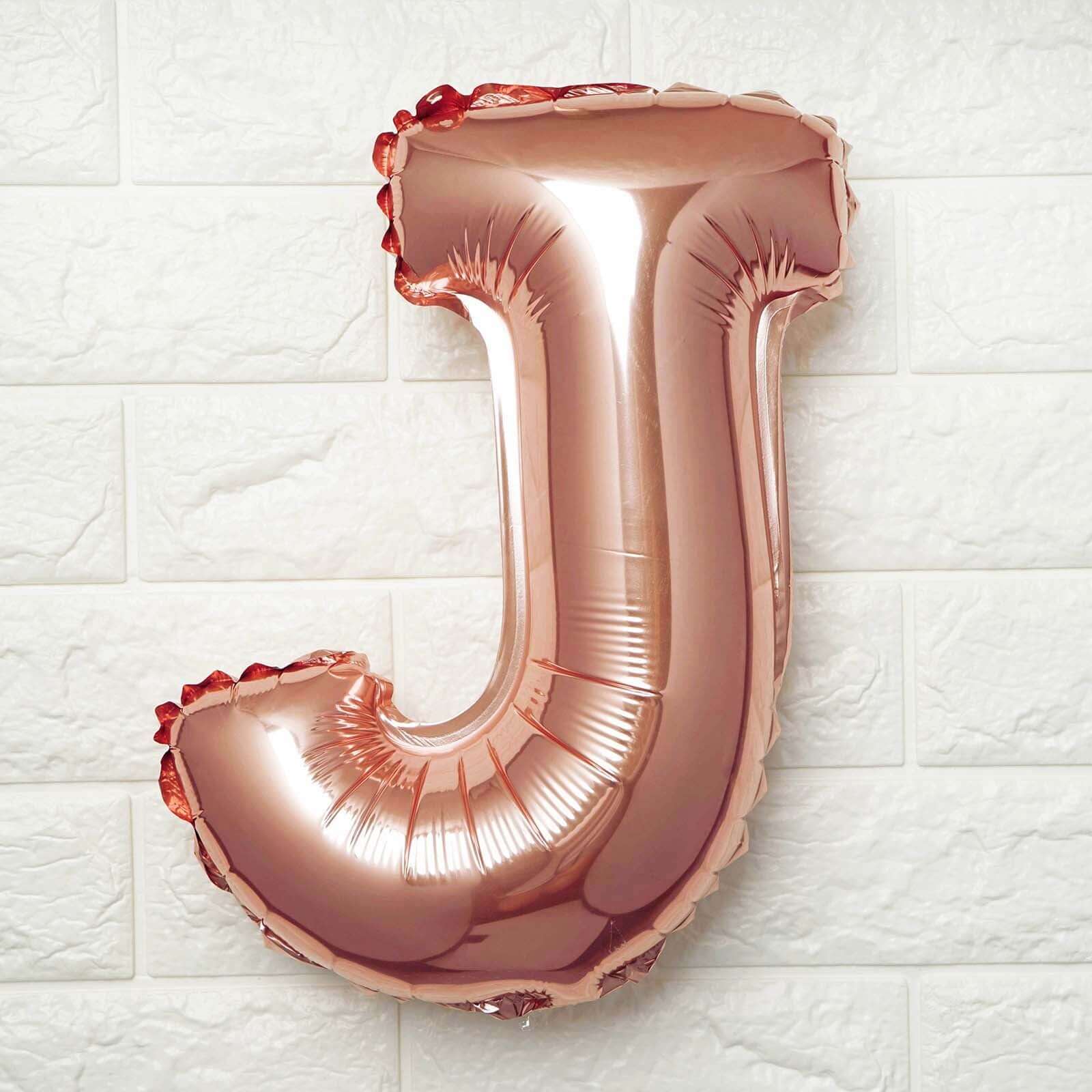 13inch Rose Gold Letter & 0-9 Number Balloons, Metallic Mylar Foil Alphabet Balloons