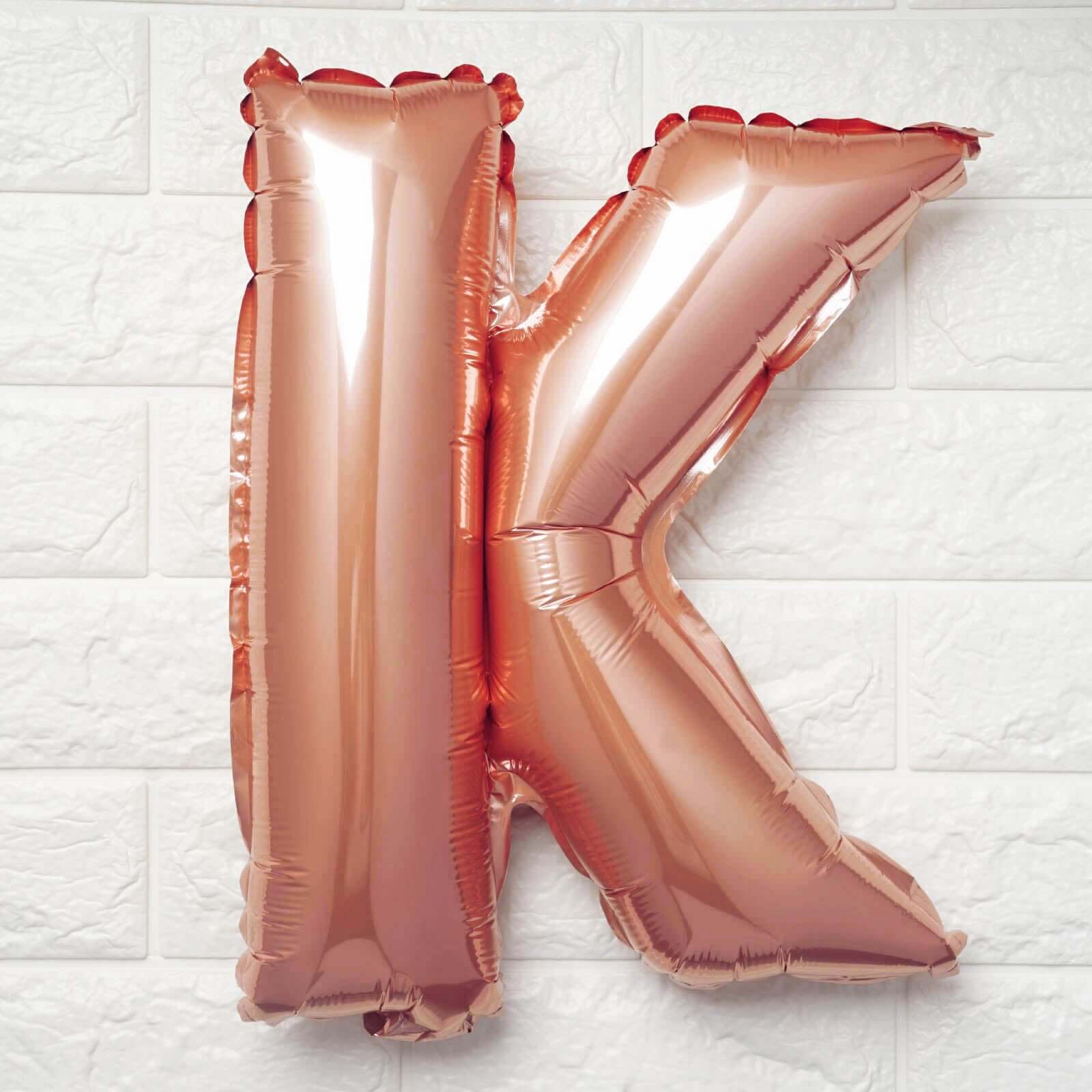 13inch Rose Gold Letter & 0-9 Number Balloons, Metallic Mylar Foil Alphabet Balloons