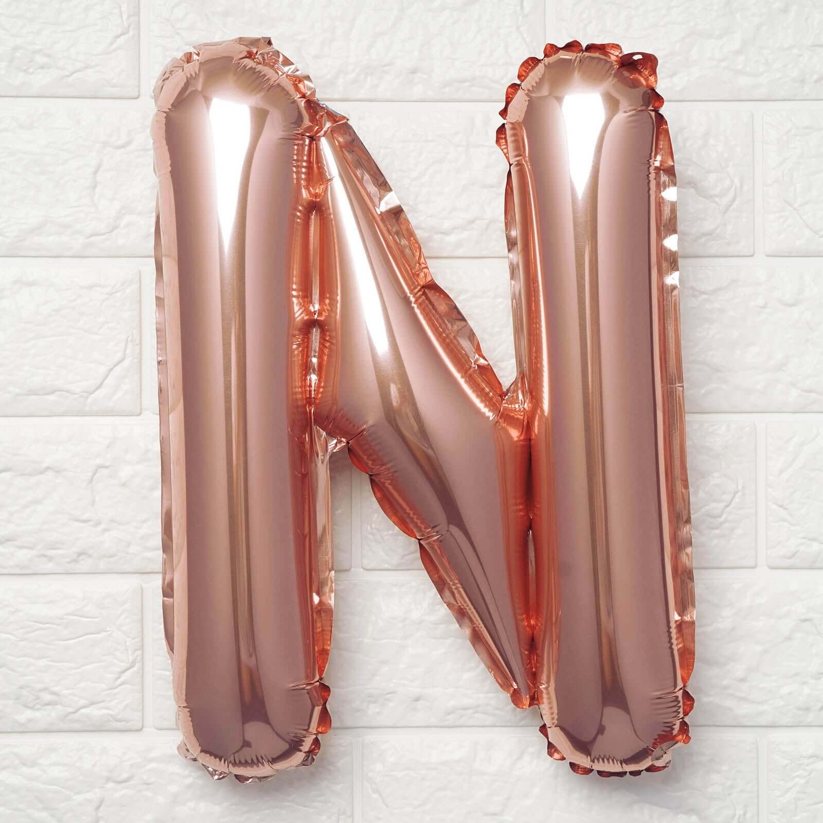 13inch Rose Gold Letter & 0-9 Number Balloons, Metallic Mylar Foil Alphabet Balloons