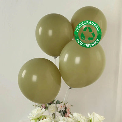 50 Pack Matte Pastel Olive Green Biodegradable Balloons 12", Round Eco-friendly Thick Latex Party Balloons