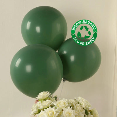 10 Pack Matte Pastel Dusty Sage Green Biodegradable Balloons 18", Round Eco-friendly Thick Latex Party Balloons