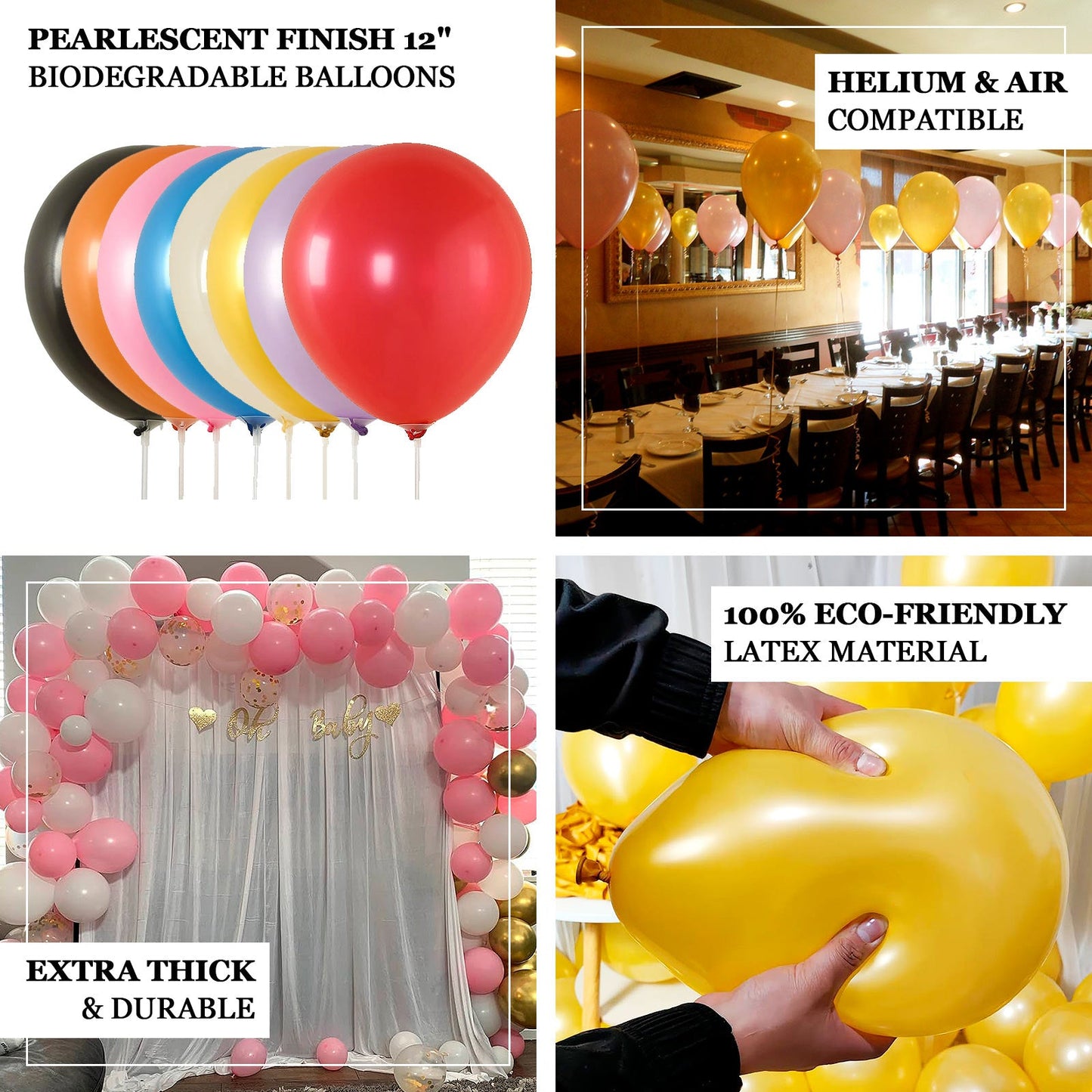 50 Pack Purple Biodegradable Balloons, 12" Thickened Extra Strong Eco-friendly Latex Helium Party Balloons