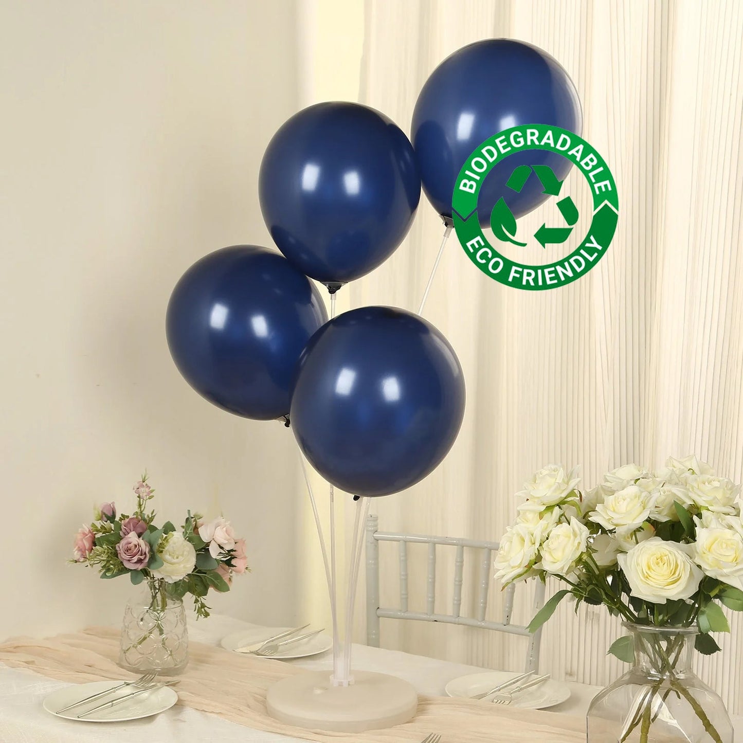 50 Pack Navy Blue Biodegradable Balloons, 12" Thickened Extra Strong Eco-friendly Latex Helium Party Balloons