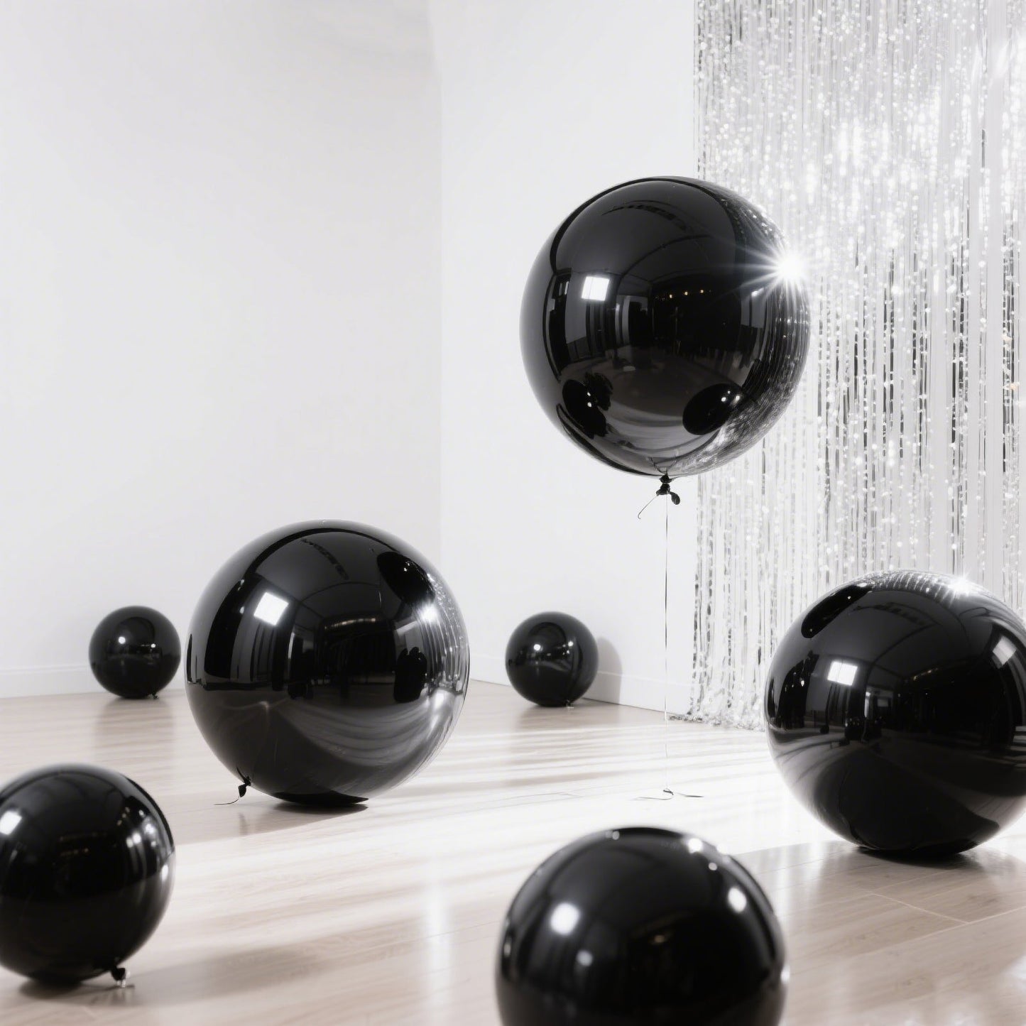 2-Pack Metallic Black Sphere Balloons, 43" Orbz Mylar Balloons Helium or Air-Filled Party Supplies