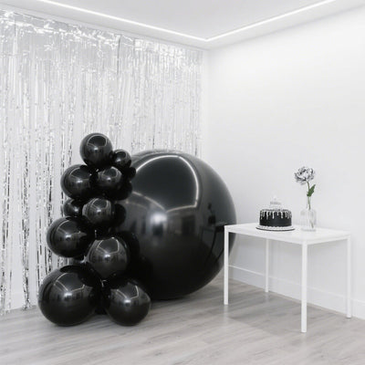 2-Pack Metallic Black Sphere Balloons, 43" Orbz Mylar Balloons Helium or Air-Filled Party Supplies