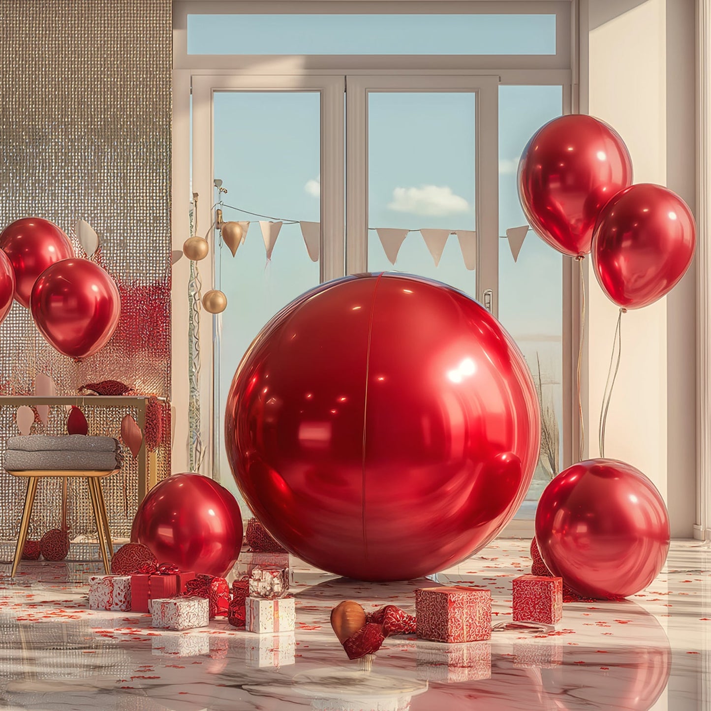 2-Pack Metallic Red Sphere Balloons, 43" Orbz Mylar Balloons Helium or Air-Filled Party Supplies
