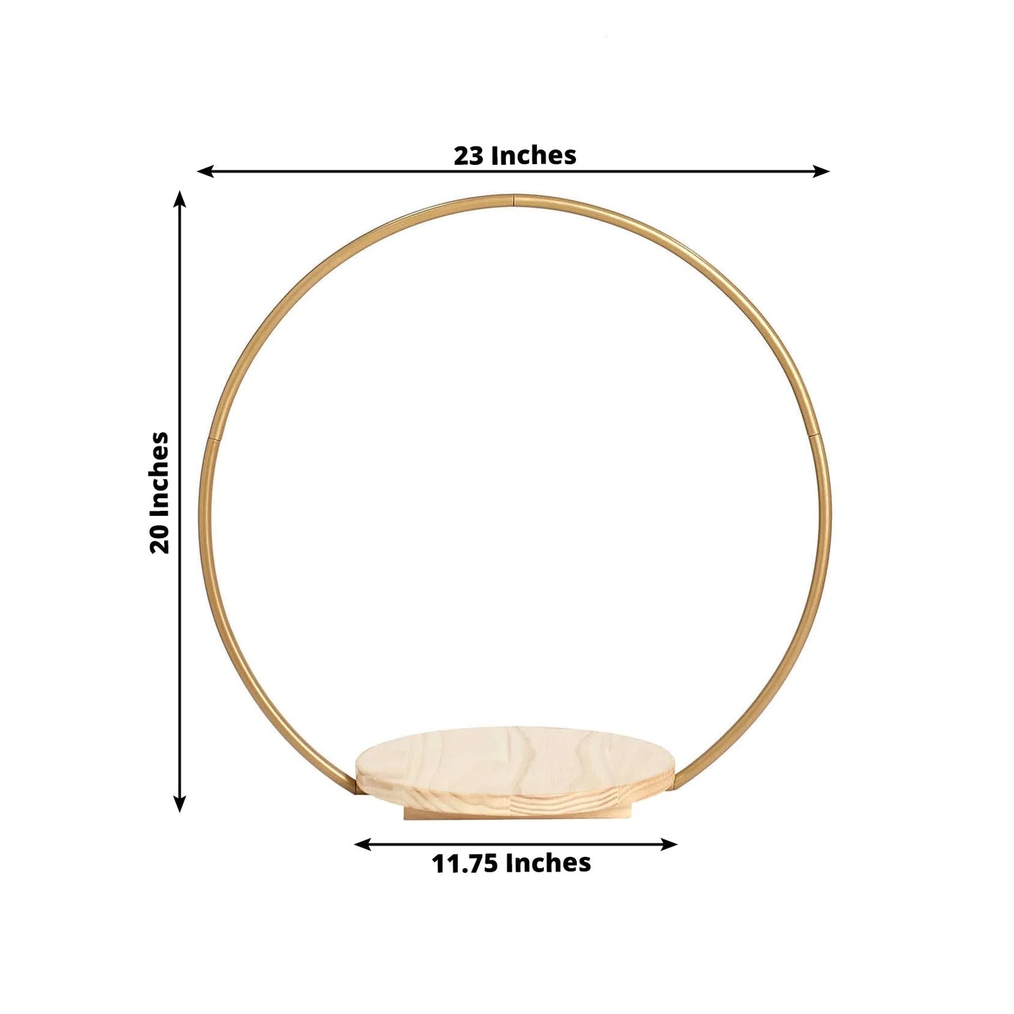 Metal Round Floral Hoop Cake Stand Gold - Chic Geometric Dessert Display DIY Centerpiece Table Decoration With Wooden Base 20"