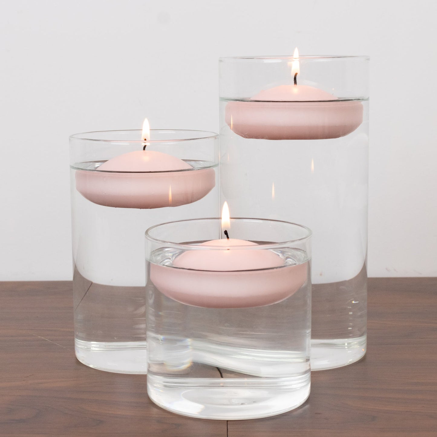 12 Pack 3" Blush Floating Candles, Unscented Dripless Wax Discs for Centerpieces