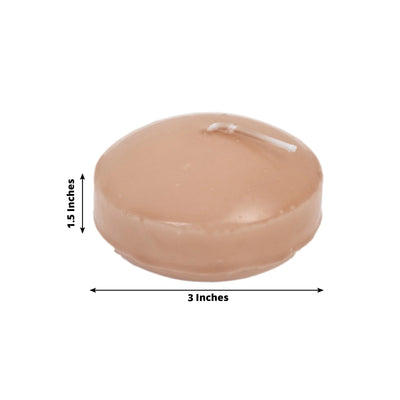 12 Pack 3" Beige Floating Candles, Unscented Dripless Wax Discs for Centerpieces