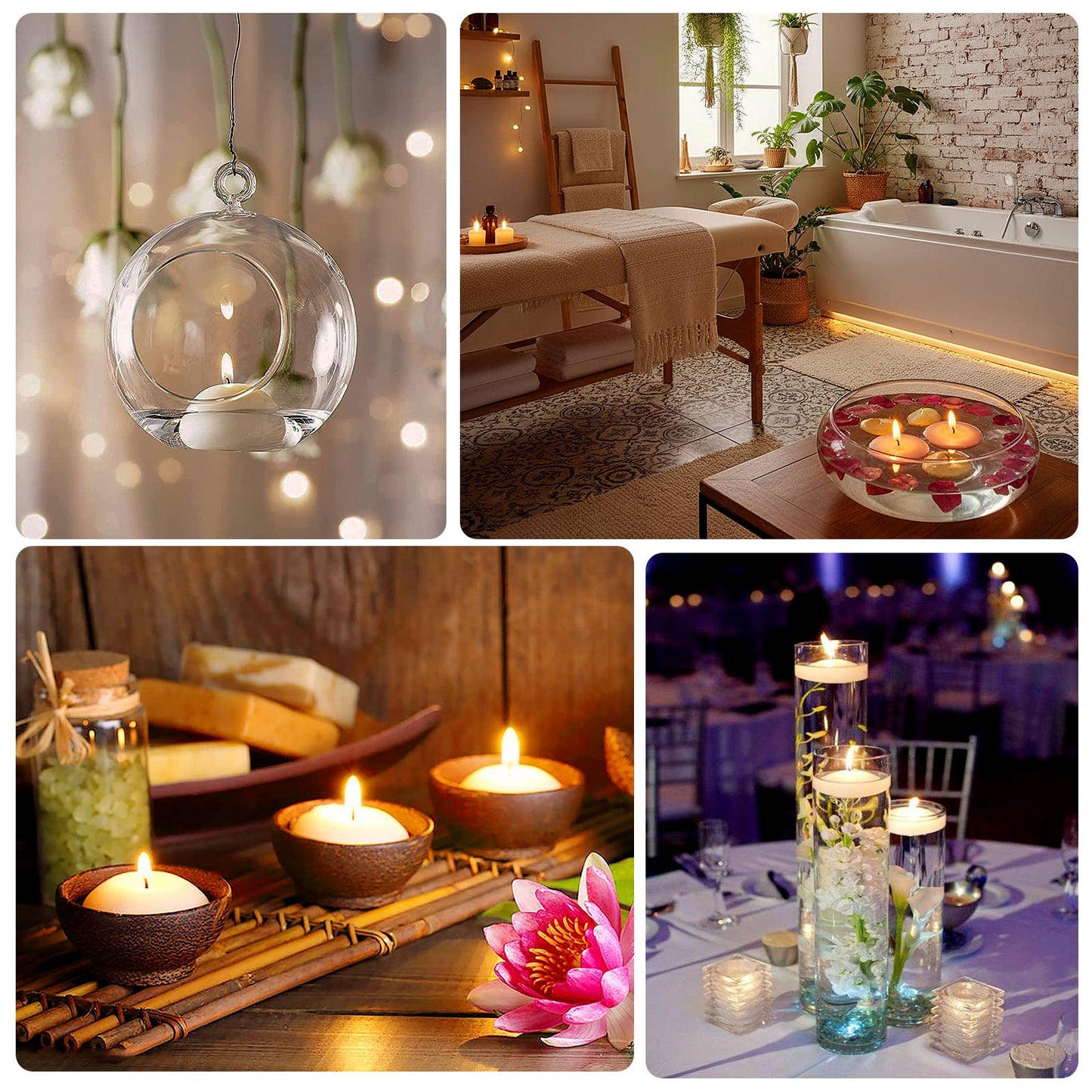 12 Pack 3" Dusty Blue Floating Candles, Unscented Dripless Wax Discs for Centerpieces