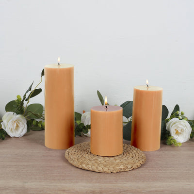 6-Pack Unscented Dripless Pillar Candles â€“ 3"x6" Beige Paraffin Wax with Smokeless Cotton Wicks, Clean & Long-Lasting 60-Hour Burn