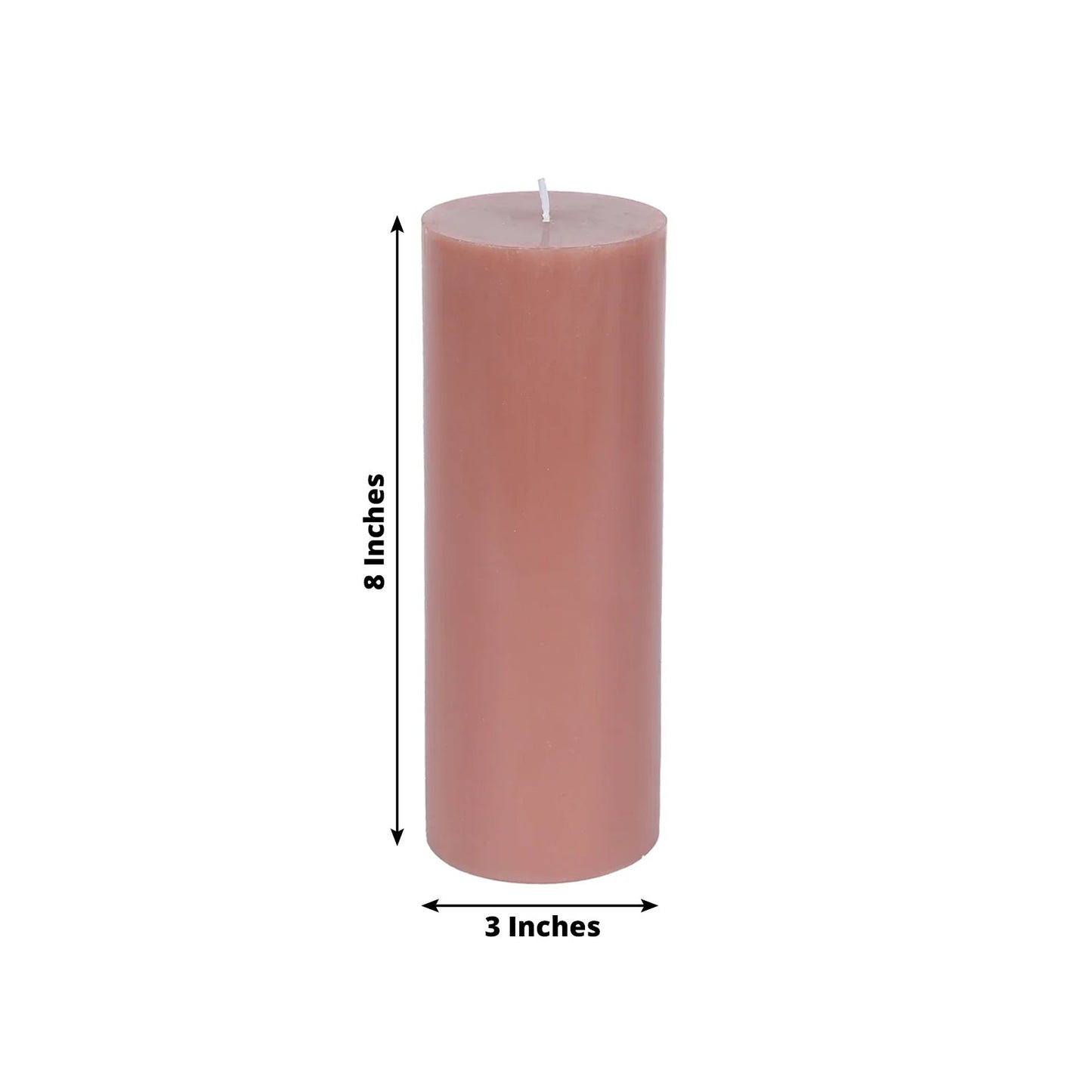 12-Pack 3"x8" Unscented Dripless Pillar Candles â€“ Dusty Rose Long-Burning Wax Candles with Cotton Wicks for Home, Weddings & Event Decor
