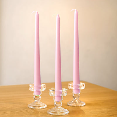 10-Pack Taper Candles Premium Wax Design Pink - Unscented Candles for Upscale Settings 10"