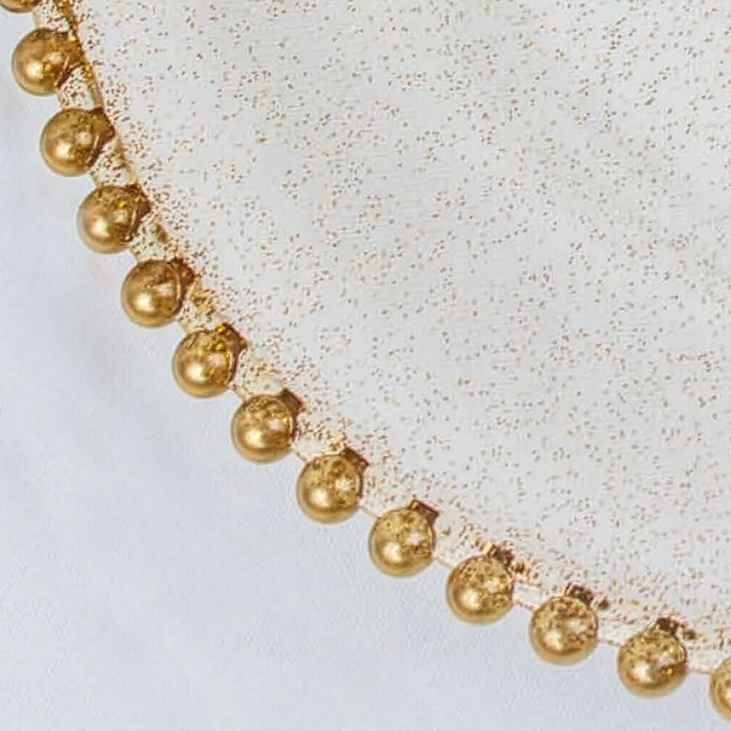 6-Pack Acrylic Round Charger Plates 13" in Clear Gold Glittered with Beaded Rim, Decorative Dinner Party Serving Plates