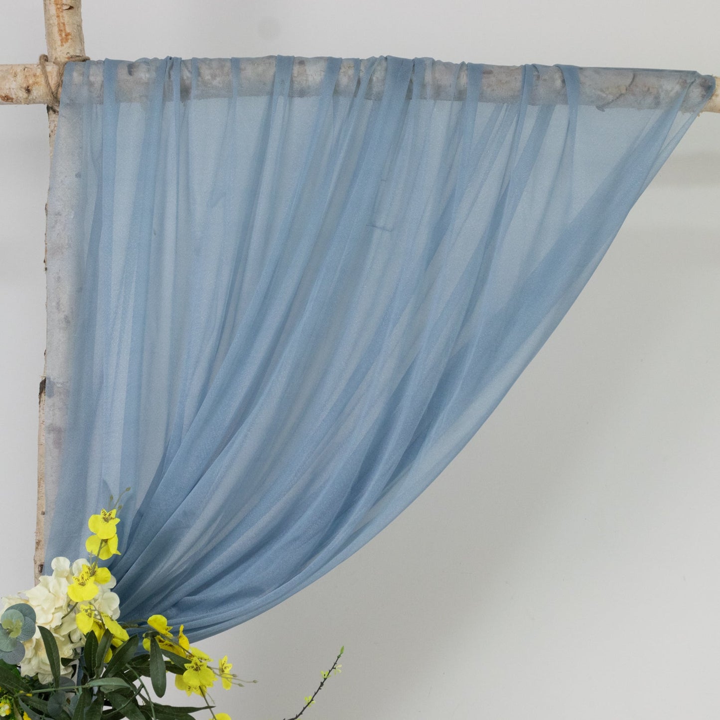 Dusty Blue Sheer Backdrop Drape â€“ 5ft x 14ft Wedding Arch & Ceiling Decor Panel, Wrinkle Free with Soft Shimmer