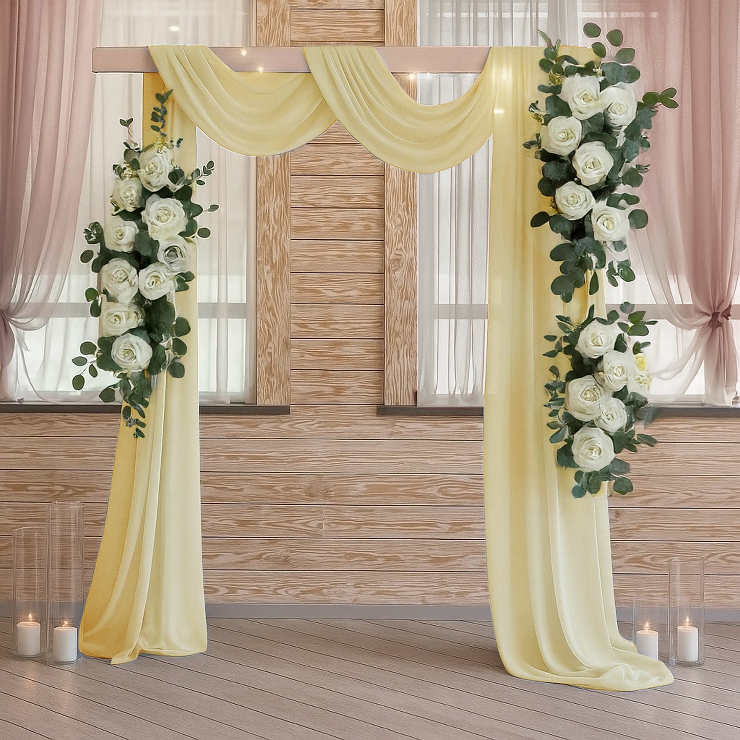 Champagne Sheer Backdrop Drape â€“ 5ftx32ft Wedding Arch & Ceiling Decor Panel, Wrinkle Free with Soft Shimmer