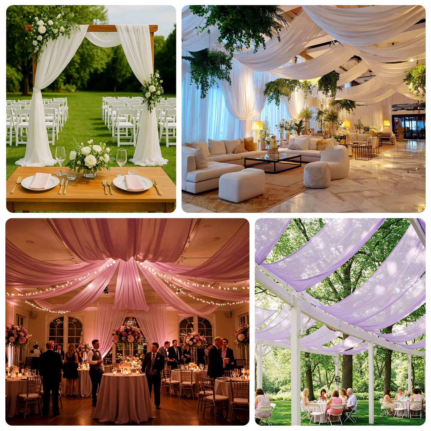 Purple Sheer Backdrop Drape â€“ 5ft x 14ft Wedding Arch & Ceiling Decor Panel, Wrinkle Free with Soft Shimmer