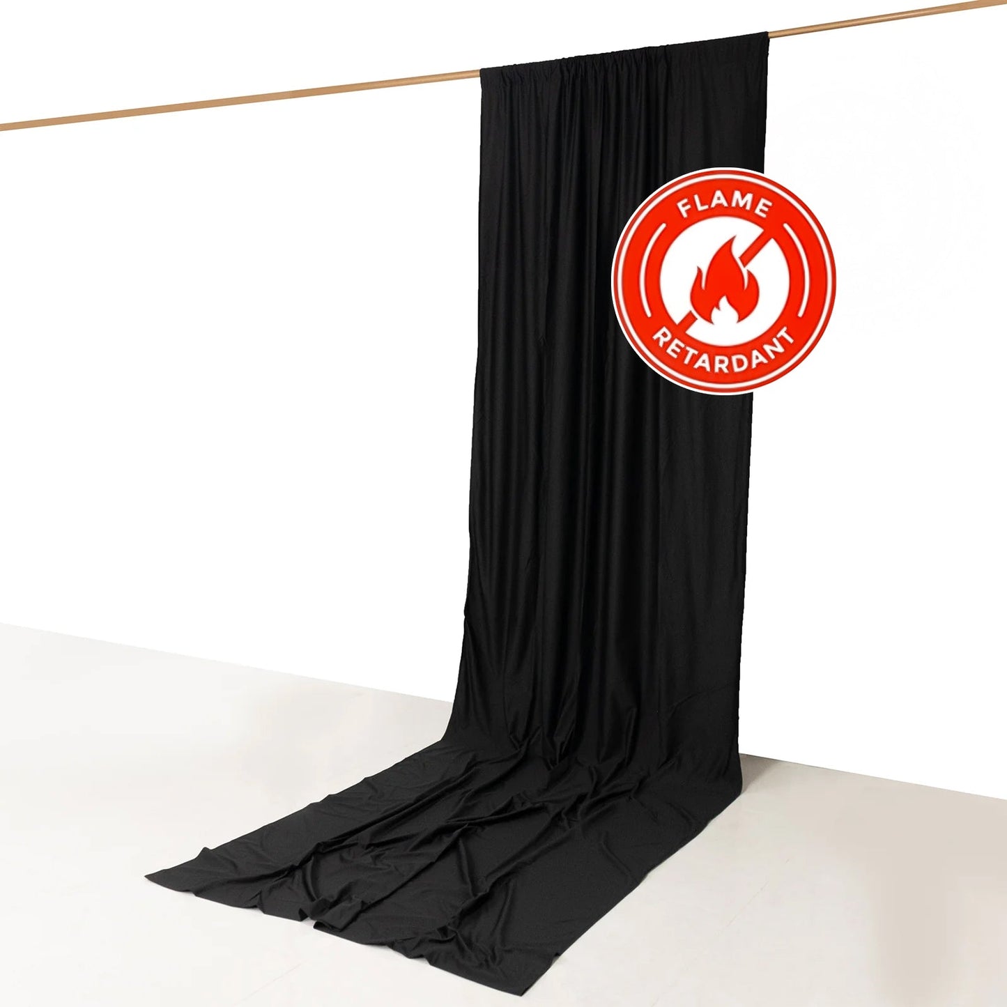 Black Scuba Polyester Event Curtain Drapes, Durable Flame Resistant Backdrop Event Panel Wrinkle Free with Rod Pockets - 5ftx14ft