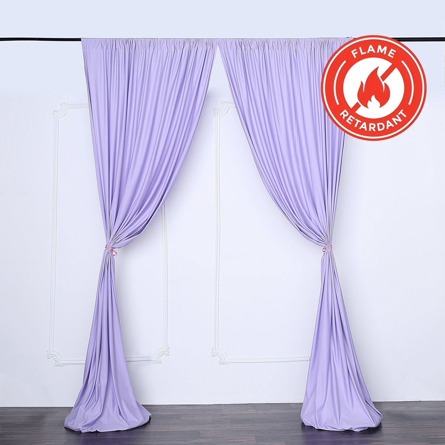 2 Pack Lavender Lilac Scuba Polyester Event Curtain Drapes, Durable Flame Resistant Backdrop Event Panels Wrinkle Free with Rod Pockets - 10ftx10ft