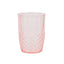 6-Pack Plastic Short Tumblers Transparent Blush Crystal Cut Style - Reusable All-Purpose Glasses 16oz