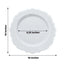 10-Pack Plastic 10" Round Dinner Plates in White with Silver Scalloped Rim - Disposable Party Plates