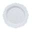 10-Pack Plastic 10" Round Dinner Plates in White with Silver Scalloped Rim - Disposable Party Plates
