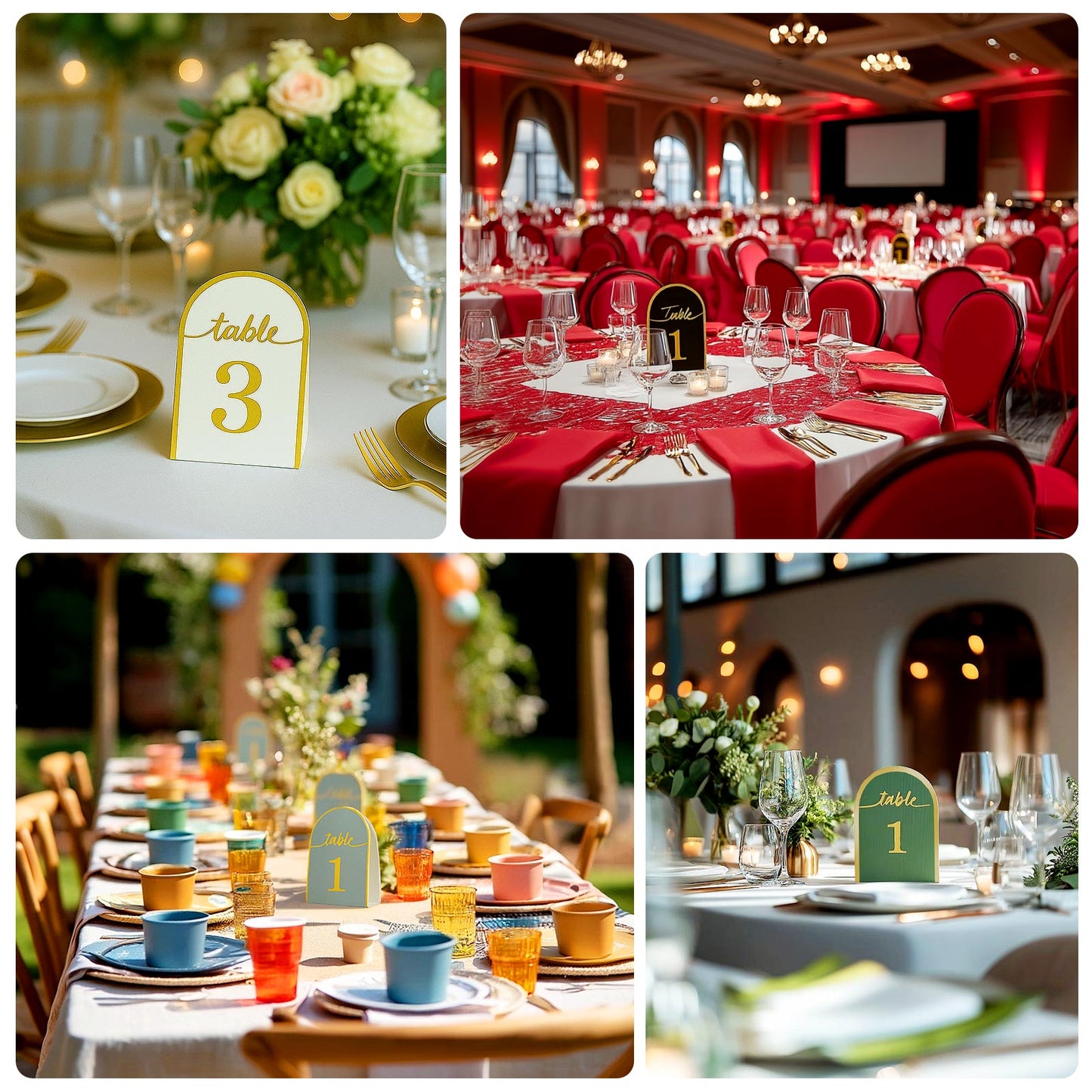 25-Pack 7" Disposable Table Numbers, Black Free Standing Double Sided Table Number Place Cards with Metallic Gold Foil Numbers 1-25