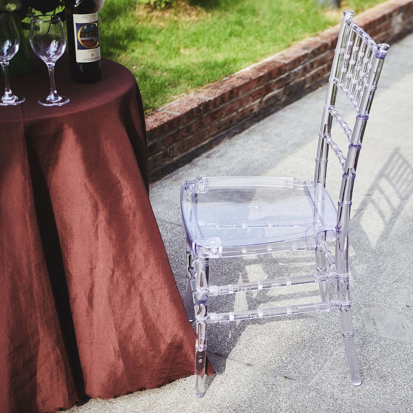 8 Pack Resin Chiavari Chairs Transparent and Stackable Clear - Sleek Armless Design for Weddings & Gatherings
