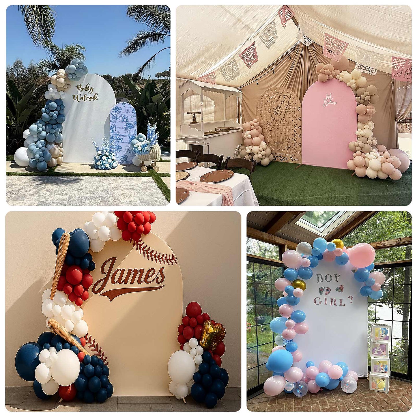 8ft Matte Beige Spandex Fitted Wedding Arch Cover For Round Top Chiara Backdrop Stand