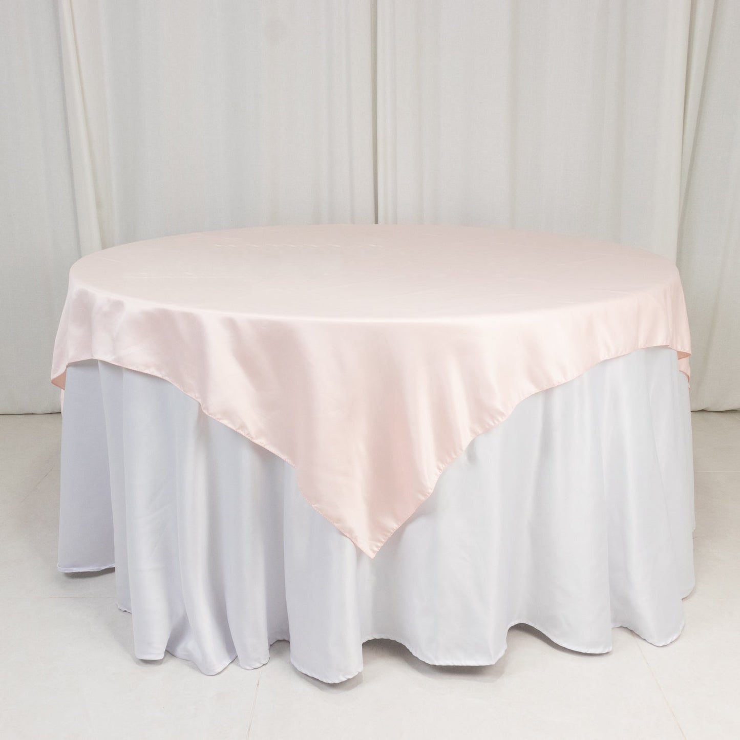 Lamour Satin 72"x72" Table Overlay Square Tablecloth Blush - Smooth Finish Table Topper