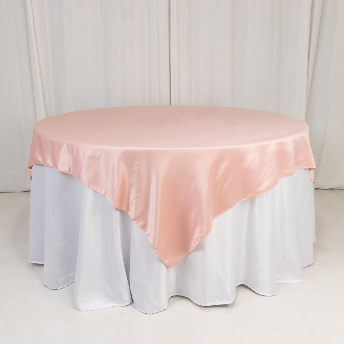 Lamour Satin 72"x72" Table Overlay Square Tablecloth Dusty Rose - Smooth Finish Table Topper