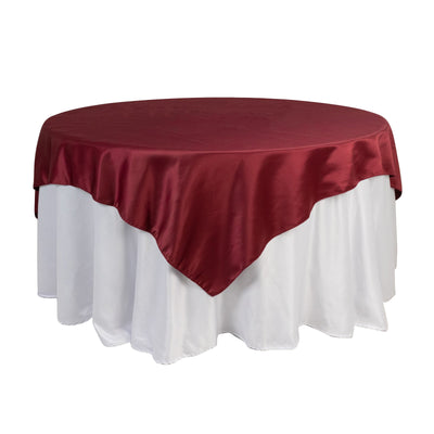 Lamour Satin 72"x72" Table Overlay Square Tablecloth Burgundy - Smooth Finish Table Topper