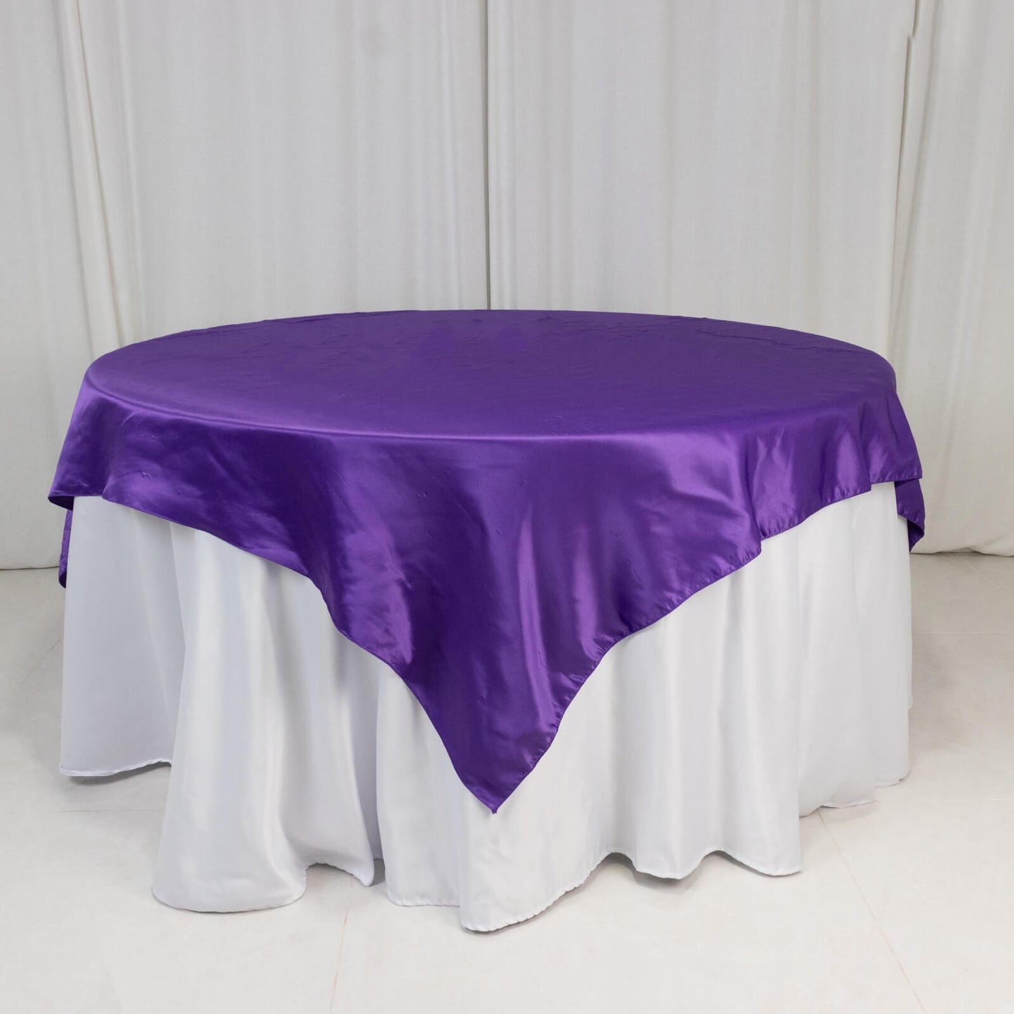 Lamour Satin 72"x72" Table Overlay Square Tablecloth Purple - Smooth Finish Table Topper