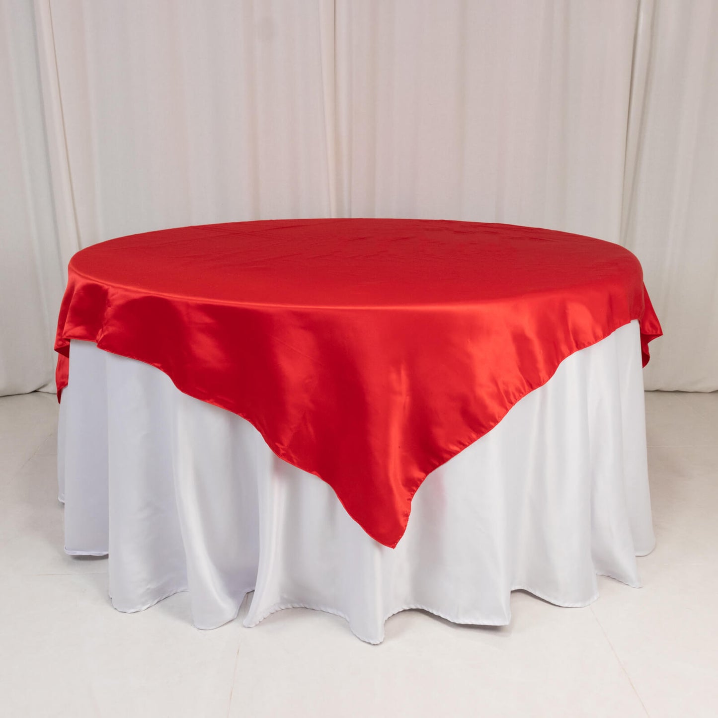 Lamour Satin 72"x72" Table Overlay Square Tablecloth Red - Smooth Finish Table Topper