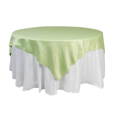 Lamour Satin 72"x72" Table Overlay Square Tablecloth Sage Green - Smooth Finish Table Topper