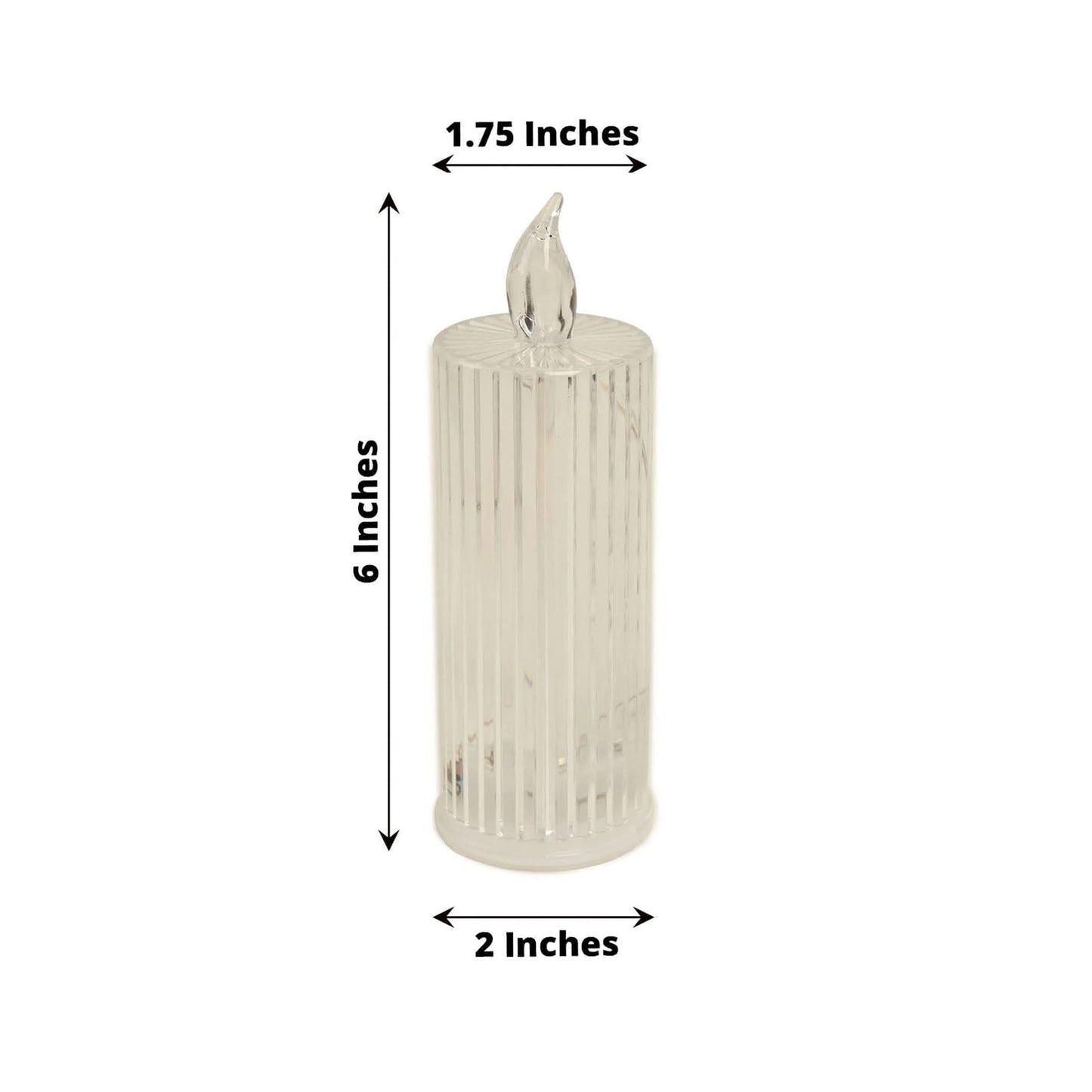 3-Pack LED Flameless Candle Lamps Diamond Acrylic Design Clear Warm White - Battery Operated Pillars 6"