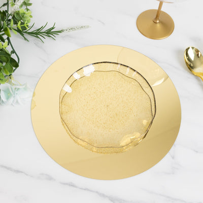 10-Pack Candle Plate Centerpiece Bases Circle Acrylic Mirror Tray Gold Round - Event Decor 10"