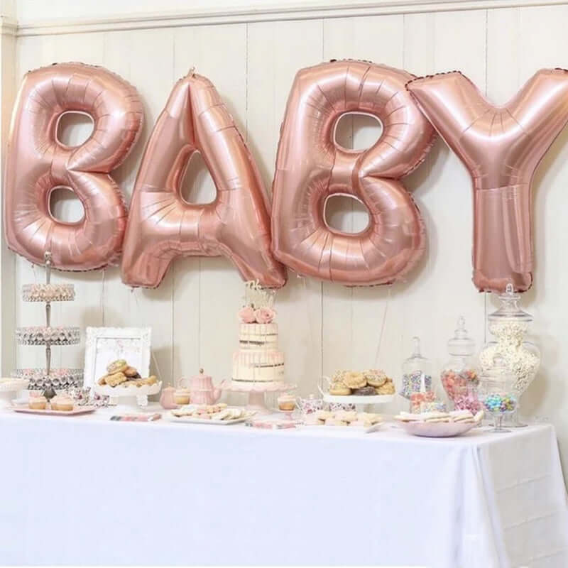 35" Rose Gold Letter and Number Balloons, Metallic Mylar Foil Helium Air Balloons