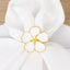 4 Pack White and Gold Metal Flower Napkin Rings, Floral Serviette Buckle Napkin Holder Set - Plum Blossom Design