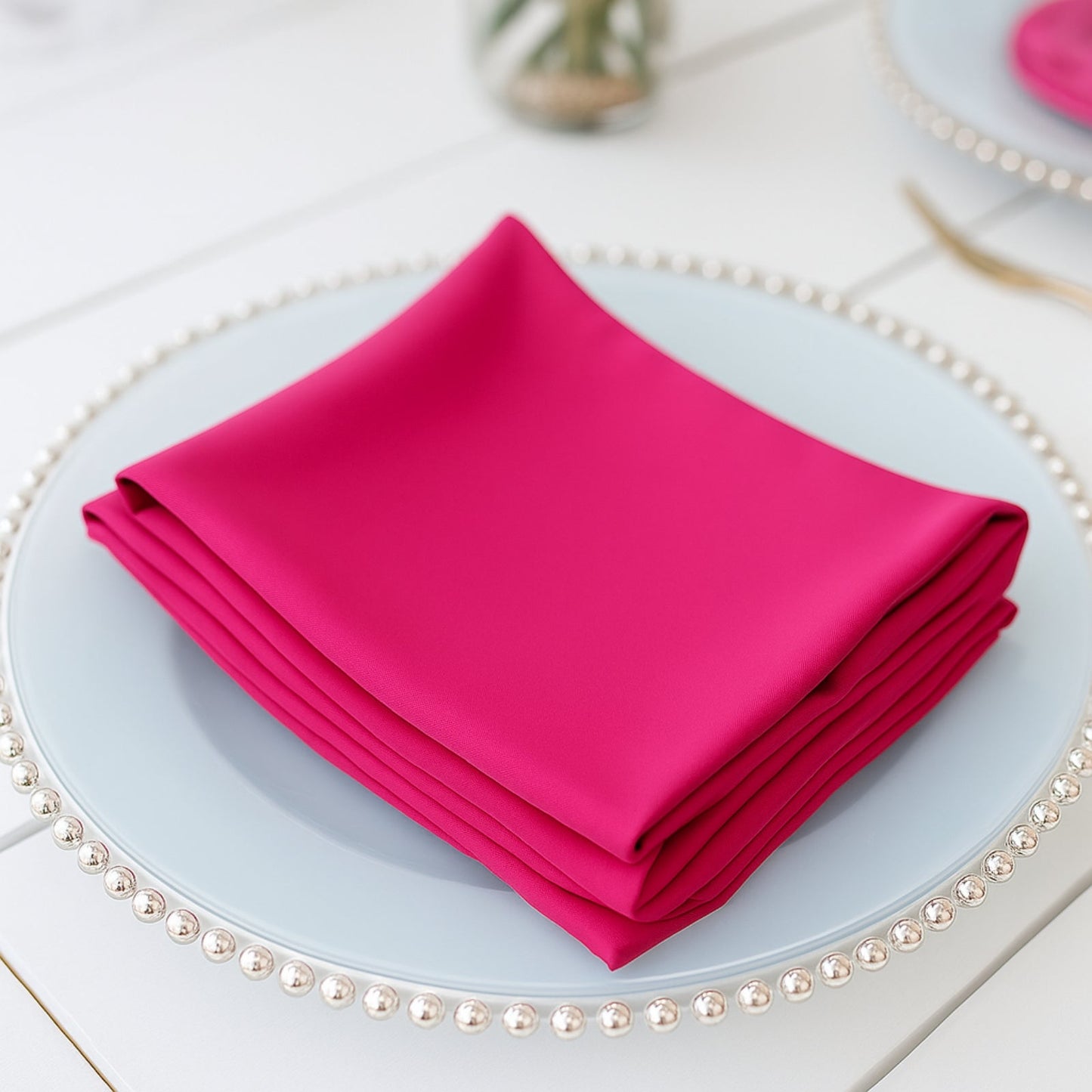 5 Pack Scuba 20"x20" Napkins Fuchsia - Durable & Reusable Dinner Napkins