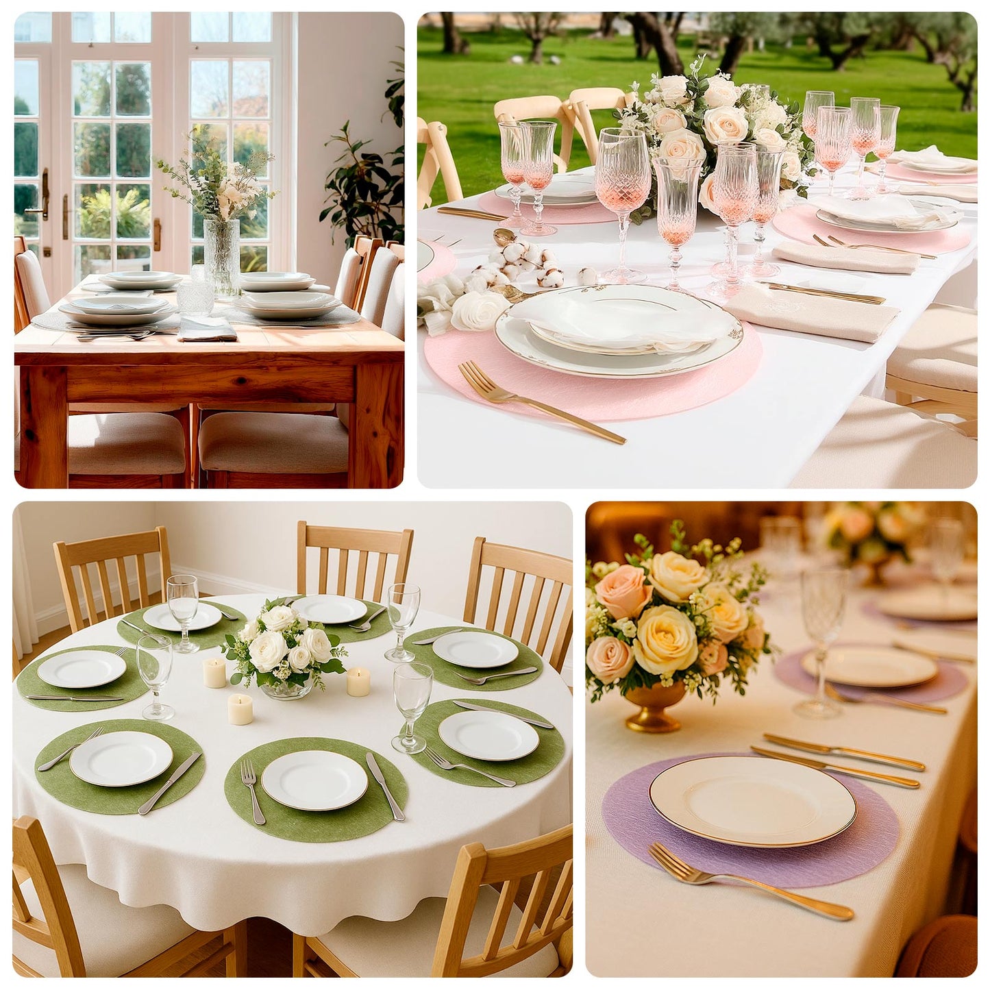 50 Pack Disposable Metallic Gold Placemats, 13" Non-Woven Mesh Fiber Round Table Mats for Dining & Events