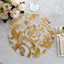 50-Pack Table Placemats Swirl Foil Floral Design Metallic Gold Round - Sheer Organza Disposable Mats 13"